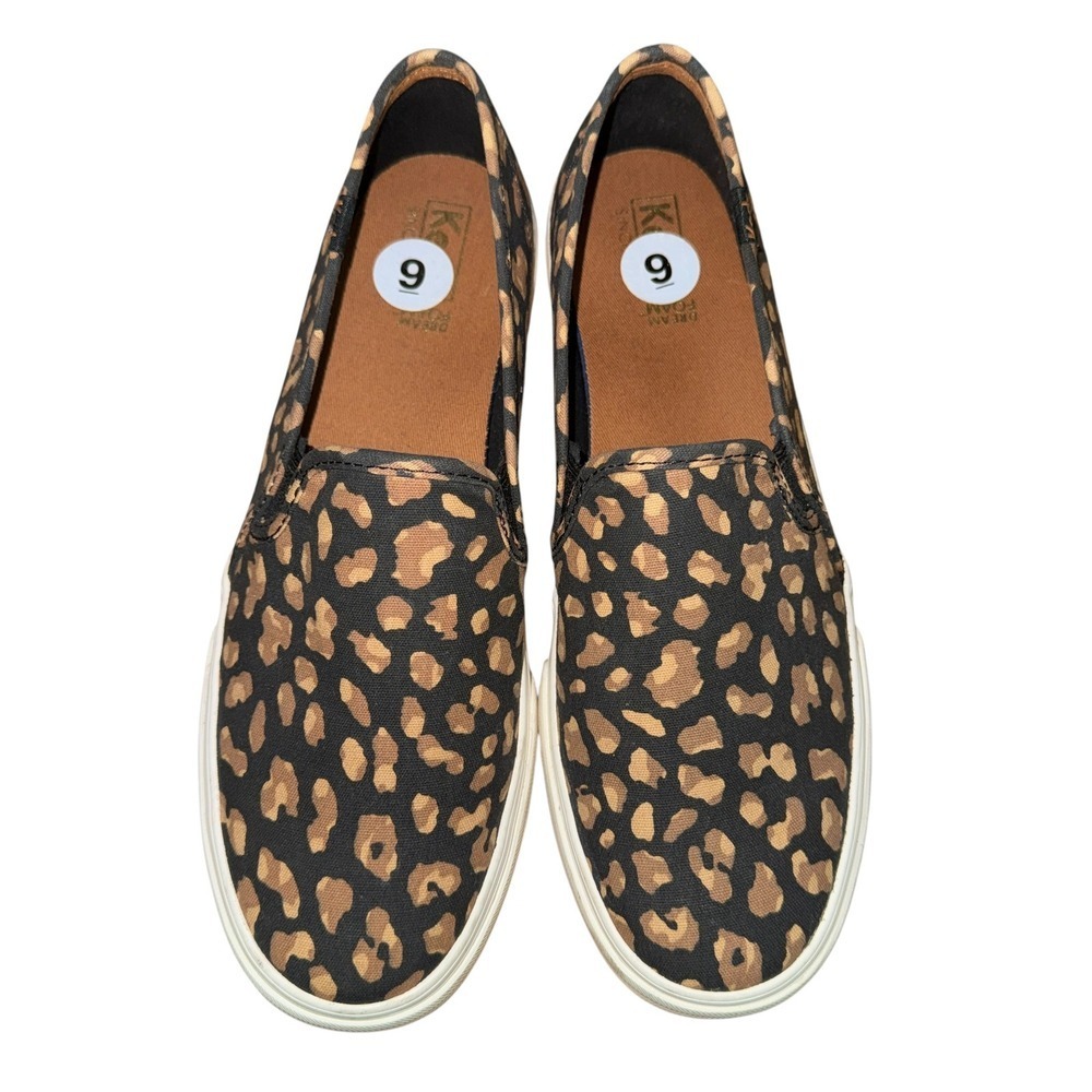 Keds Double Decker Women 9 Pre-Owned Slip On Sneakers Brown Leopard Print Canvas